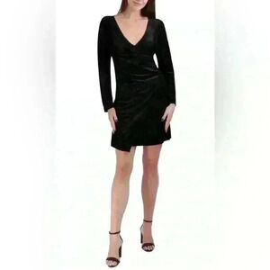 NWT BCBGeneration Women's V-Neck Long-Sleeve Velvet Mini Dress sz 14 Item#8R